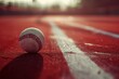 © Ева Поликарпова - A baseball sitting on top of a grassy baseball field, ready for play