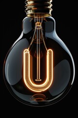 Wall Mural - A light bulb with the letter U inside, suitable for use as an icon or symbol