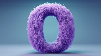 Wall Mural - A single purple fuzzy letter O on a blue background