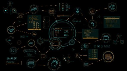 Wall Mural - animated infographic schema on the theme of integrating ai into daily workflows.