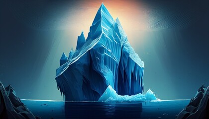 Wall Mural - iceberg concept, underwater risk, dark hidden threat or danger concept. Central composition, background, illustration digital