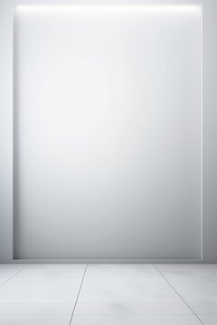 empty room with white floor and a large white wall
