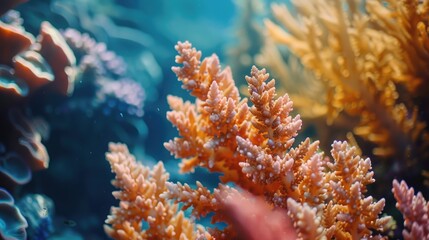 Coral thriving in transparent ocean water Marine environment