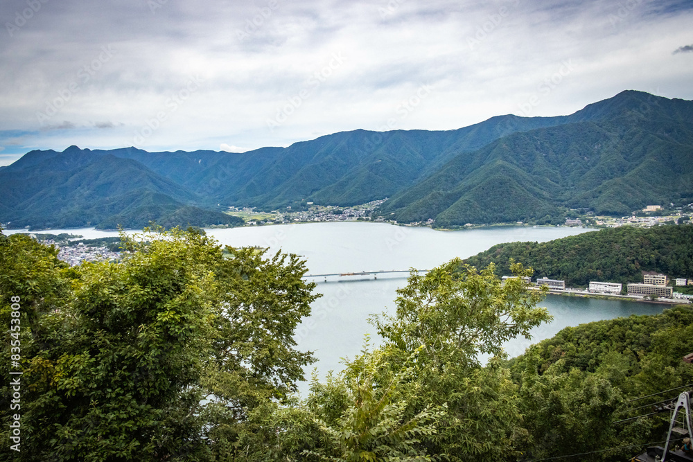 Mount Tenjo Ropeway aerial view from mount fuji panoramic ropeway, mt tenjo, kawaguchiko ...