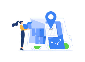 Wall Mural - delivery concept with cartoon people in flat design for web,fast shipping