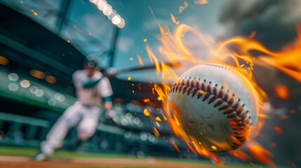 close-up photo of a baseball player hiting a ball with a baseball bat