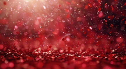 Red Confetti Falling On A Red Background