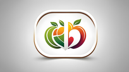 Wall Mural - Healthy food themed logo icon symbol on the white background. Generative AI
