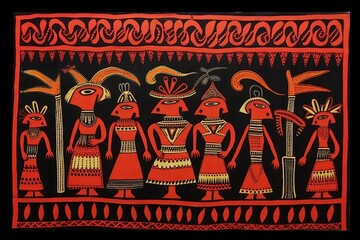 Exceptional and authentic MOLAS. Indian textile tapestry of Kuna women from Panama.