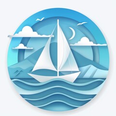 Sticker - Logo design with a sailing ship