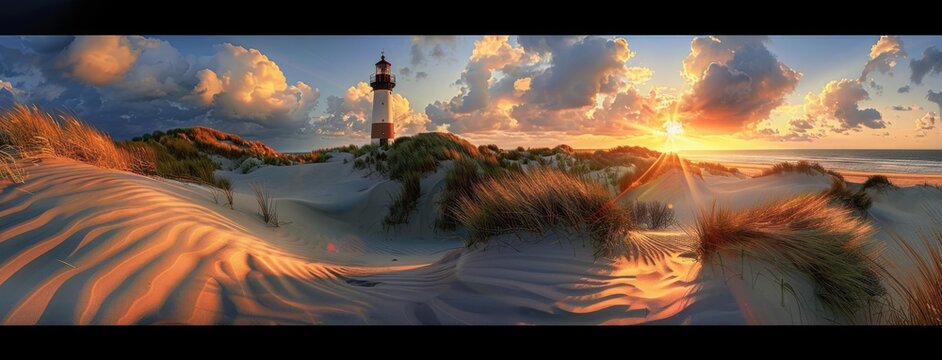 Panoramic view of Sylt, Schleswig-Holstein, Germany at sunrise