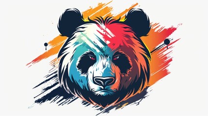 Wall Mural - Mascot logo design of a panda with bold line. Clipart vector illustration.