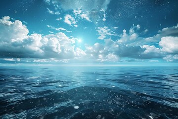 futuristic blue ocean and environmental technology concept wide angle abstract background