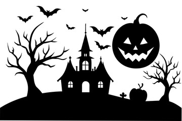 Wall Mural - happy halloween silhouette vector illustration