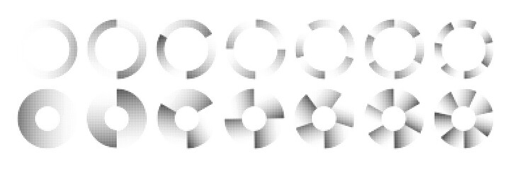 Circular Graphic Elements. Glitch Halftone Texture . Vector