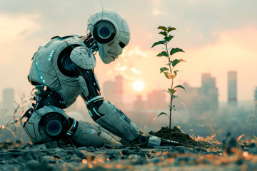 AI ROBOT and plant