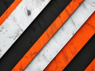 Poster - Black and White and Orange Striped Wall Close-Up