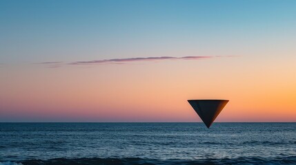 Canvas Print - the image is a beautiful sunset over the ocean. the colors of the sky are vibrant and saturated, and