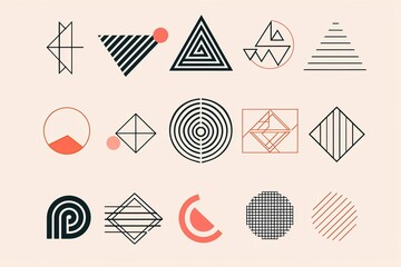 Wall Mural - minimalist geometric logo set with clean lines and shapes vector illustration