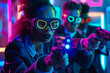 © Starmarpro - diverse group of people playing laser tag game. High quality photo