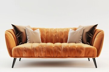 Poster - modern sofa furniture isolated on white background realistic 3d rendering