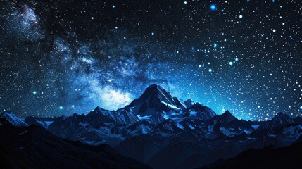 Wall Mural - Mountain Silhouetted Against the Starry Sky