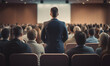 © Akilmazumder - Public speaker talking in front of audience, Successful businessman holds business conference for the press, Speaker at Business Conference and Presentation