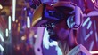 © Thanthara - Gamer wearing a VR headset, close-up, immersed in a virtual world, futuristic technology, emotional expression