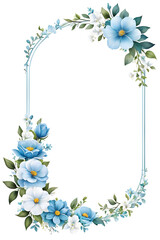 Wall Mural - Blue Flower Border Frame Transparent Background