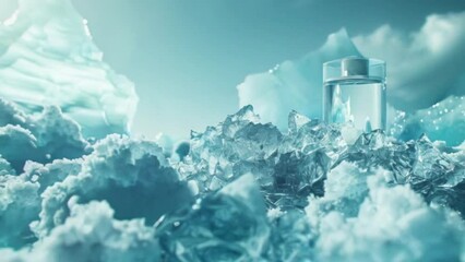 Wall Mural - Skin cooling agent visuals merging with the icy freshness of a glacier.