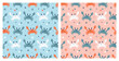 © AllNikArt - Two Seamless Summer Patterns with Cute Crabs. Sea Animal Colorful Background for Kids. Childish Print. Vector illustration.