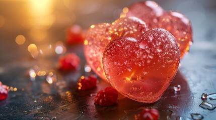 Wall Mural - heart shaped strawberry jelly