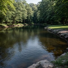 Poster - the water is full of clear rocks and water flowing in