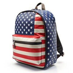 American Flag Backpack Isolated on White Background. Generative AI