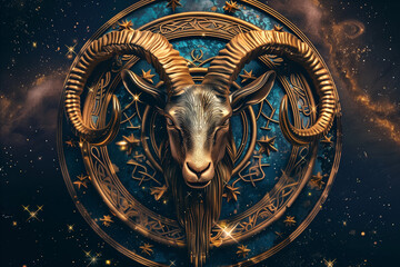 Wall Mural - wallpaper of astrological spiritual zodiac sign capricorn