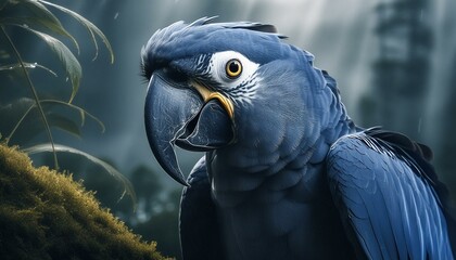 Wall Mural - Portrait of a hyacinth macaw 