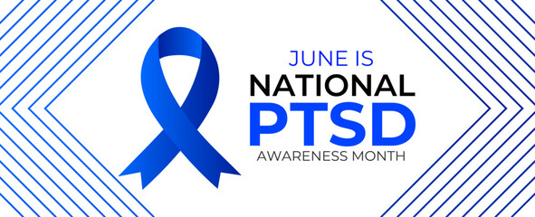 Wall Mural - PTSD Awareness Month. National Post Traumatic Stress Disorder Month in June. Vector banner, poster, card, flyer, brochure, web for social media. Takes place in the United States.
