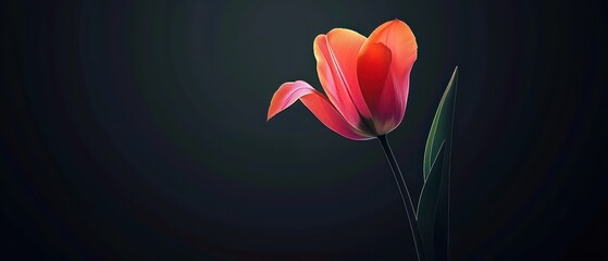 Wall Mural - tulips minimal illustration wallpaper isolated on a black background 
