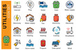 © sobahus surur - Utilities icon set. Electricity, Water supply, Propane, and more. colored outline icon style. utilities element vector illustration