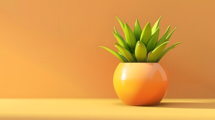 Wall Mural - Isometric plant in decor pot in 3d rendering