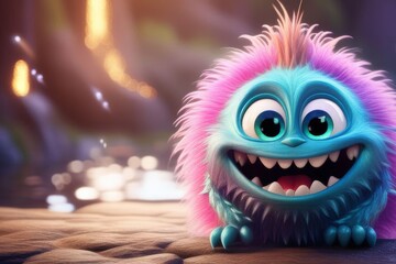 3d illustration of funny monster with smile