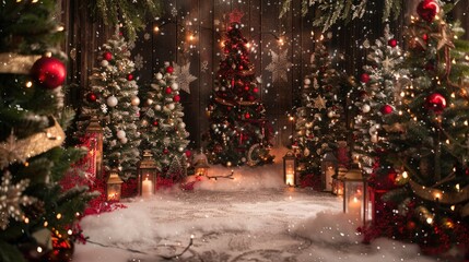 Wall Mural - christmas tree themed holiday backdrop