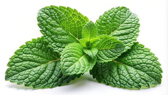 Fresh mint leaves isolated on a white background, mint, herb, green, fresh, leaves, plant, aromatic, organic, natural, ingredient, culinary, seasoning, refreshing, healthy, garden, vegetarian