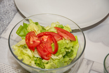 Wall Mural - cabbage salad with tomatoes with spicy oil