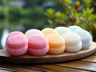 Wall Mural - Generous Colored japanese ice cream mochi in rice dough