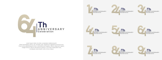 anniversary vector design set brown and black color for celebration day