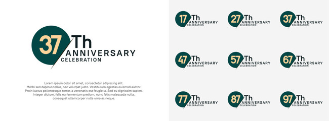 Wall Mural - anniversary logo style vector sets. green circle and brown number for celebration