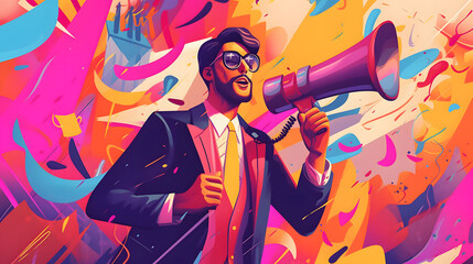 Wall Mural - Influencer Marketing illustration vector