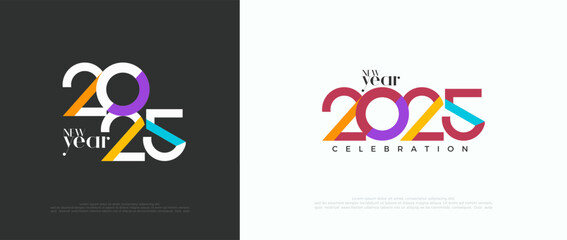 New year 2025 colorful design. With unique numbers on white background. Premium vector illustration for banner, poster, calendar and greeting happy new year 2025.