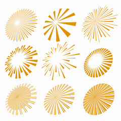 Canvas Print - set of nine sun burst rays silhouette design